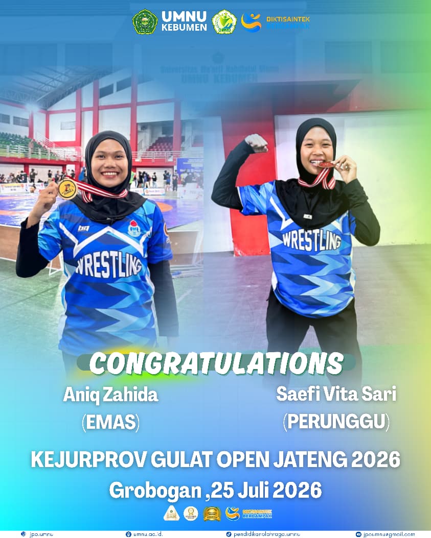 Aniq dan Sari Persembahkan Emas-Perunggu untuk UMNU Kebumen di Kejurprov Gulat Jateng